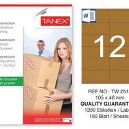 Tanex TW-2512 105x46 mm 100'lü Kraft Etiket