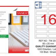 Tanex TW-2516 95x25 mm 100'lü Laser Etiket