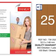 Tanex TW-2525 52.5x148.5 mm 100'lü Kraft Etiket