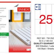 Tanex TW-2525 52.5x148.5 mm 100'lü Sökülebilir Etiket