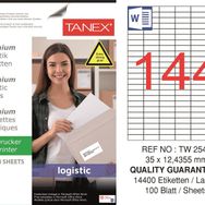 Tanex TW-2544 35x12.4355 mm Sevkiyat ve Lojistik Etiket
