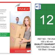 Tanex TW-2546 100x46 mm 100'lü Yeşil Pastel Laser Etiket