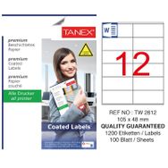 Tanex TW-2612 105x48 mm 100'lü Kuşe Lazer Etiket