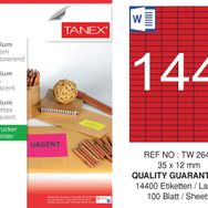 Tanex TW-2644 35x12 mm 100'lü Kırmızı Floresan Laser Etiket