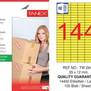 Tanex TW-2644 35x12 mm 100'lü Sarı Pastel Laser Etiket