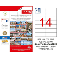 Tanex TW-2712 105x42.69 mm 1400 Adet Yazıcı Etiketi