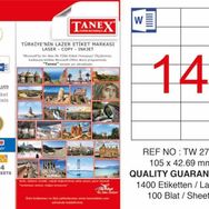 Tanex TW-2712 105x42.69 mm Lazer Etiket