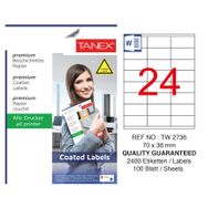 Tanex TW-2736 70x36 mm 100'lü Kuşe Lazer Etiket