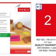 Tanex TW-3117 117 mm 100'lü Kırmızı Floresan Laser Etiket