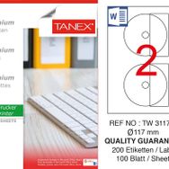 Tanex TW-3117 117 mm 100'lü Sökülebilir Etiket