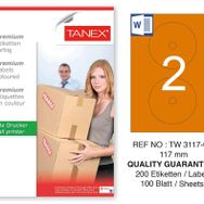 Tanex TW-3117 117 mm Turuncu Pastel 100'lü Laser Etiket