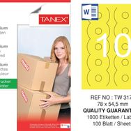 Tanex TW-3177 78x54.5 mm 100'lü Sarı Pastel Laser Etiket