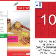 Tanex TW-3178 83x56 mm 100'lü Kırmızı Floresan Laser Etiket