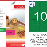 Tanex TW-3178 83x56 mm 100'lü Yeşil Floresan Laser Etiket