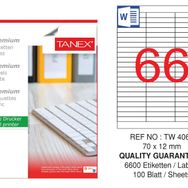 Tanex TW-4066 70x12 mm 100'lü Sökülebilir Etiket
