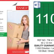 Tanex TW-4110 40x12 mm 100'lü Yeşil Pastel Laser Etiket