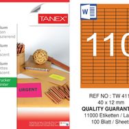 Tanex TW-4110 40x12 mm Flo Turuncu Laser Etiket