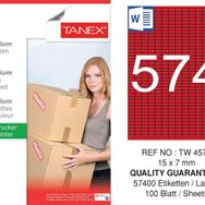 Tanex TW-4574 15x7 mm 100'lü Kırmızı Pastel Laser Etiket