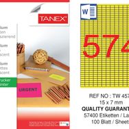 Tanex TW-4574 15x7 mm 100'lü Sarı Floresan Laser Etiket