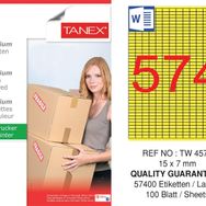 Tanex TW-4574 15x7 mm 100'lü Sarı Pastel Laser Etiket