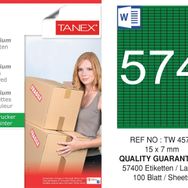 Tanex TW-4574 15x7 mm 100'lü Yeşil Pastel Laser Etiket