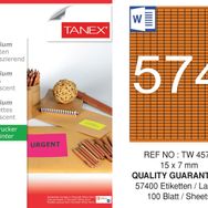 Tanex TW-4574 15x7 mm Flo Turuncu Laser Etiket