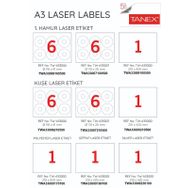 Tanex TW-A33000 297x420 mm A3 Şeffaf 100 Adet Laser Etiket