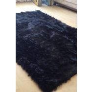 Tappeto Kuzu Kürkü Dekoratif Post 100x150 cm Siyah Salon Halı