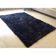 Tappeto Kuzu Kürkü Dekoratif Post 120x170 cm Siyah Salon Halı