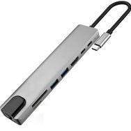Techmaster 8 in 1 Type-C 4K Hdmi Rj45 Micro SD Tf 2 Usb3.0 2 Type-C Hub Çevirici