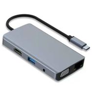 Techmaster Type-C 9in1 4K Hdmi Vga Rj45 Micro SD TF 3.5mm 2xUsb Şarj Çevirici Hub