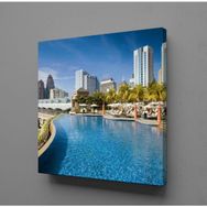 Technopa Akarsu Manzaralı Şehir 100x100 cm Kanvas Tablo