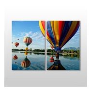 Technopa Balon ve Nehir Manzarası 80x70 cm Kanvas Tablo