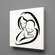 Technopa Bebeğine Sarılan Anne 25x25 cm Kanvas Tablo