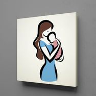 Technopa Bebeğini Kucağına Alan Anne 90x90 cm Kanvas Tablo