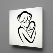 Technopa Bebeğini Öpen Anne 25x25 cm Kanvas Tablo