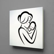 Technopa Bebeğini Öpen Anne 70x70 cm Kanvas Tablo