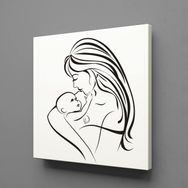Technopa Bebeğiyle İlgilenen Anne 80x80 cm Kanvas Tablo