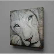 Technopa Beyaz Aslan 40x40 cm Kanvas Tablo