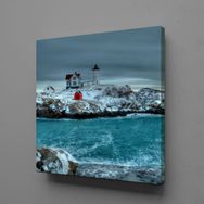 Technopa Beyaz Deniz Feneri 25x25 cm Kanvas Tablo
