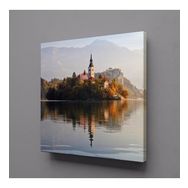 Technopa Dağ Göl Manzarası 120x120 cm Kare Kanvas Tablo