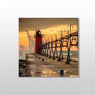 Technopa Deniz Feneri Iskele 130x130 cm Kanvas Tablo