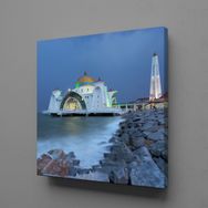Technopa Deniz Kenarında Cami 130x130 cm Kanvas Tablo