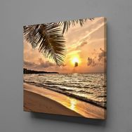 Technopa Deniz Üzerine Doğan Güneş 120x120 cm Kanvas Tablo