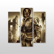 Technopa Gaz Maskeli Adam 102x110 cm Kanvas Tablo