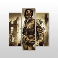 Technopa Gaz Maskeli Adam 129x140 cm Kanvas Tablo