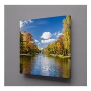 Technopa Göl ve Ağaçlar 120x120 cm Kanvas Tablo