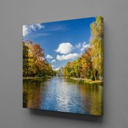 Technopa Göl ve Ağaçlar 50x50 cm Kanvas Tablo