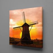 Technopa Gün Doğuşu ve Batışı Değirmen 110x110 cm Kanvas Tablo