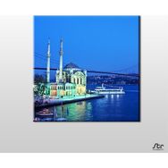 Technopa İstanbul Köprü ve Camii 110x110 cm Kanvas Tablo
